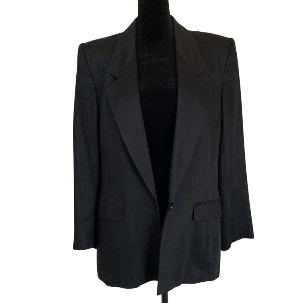 Weathervane Blazer Womens Size 10 Black‎ Long Line One Button Vintage